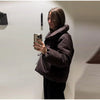 Stand Collar Cotton Jackets For Women Casual Long Sleeve Side Lace Up Coats Lady Winter Street Warm Chic Outerwear