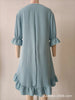Elegant V-Neck Midi Sleeve Dress with Hem Ruffle Detail European And American Woven Fabric Women's