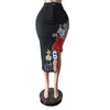 Letter Embroidery Asymmetrical Denim Skirts Women Vintage Button Fly High Waist Stretch Jeans Calf-length Skirt Bottoms