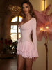 Flare Sleeve Ruffle Sexy V Neck Mini Dress Women Robe Irregular Single-breasted High Waist Slim A-line Club Dress