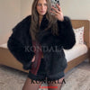 Casual Brown Thick Fur Jackets Women Long Sleeve V Neck Autumn Winter Faux Fur Coats Streetwear Outwears
