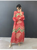 Vintage Chic Printting Straight Pleated Women's Dress Hand-Cranked Floral Long Dresses Spring Clothing 2DB6498