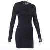 Long Sleeve Dresses for Women Black Sexy Club Bodycon Mini Dress Y2k High Waist Ladies Korean Short Dress Basic Autumn Winter