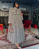 Vintage Women Striped Bowknot Collar Long Sleeve High Waist Big Swing Babydoll Maxi Long Dress Vestidos Dresses
