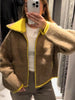 Spring Contrast Knitted Cardigan Jackets For Women Elegant Long Sleeve Pockets Zipper Sweater Street Lady Chic Outwear
