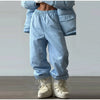 Women's Stripe Cotton Padded Coat Pant Set Loose Full Sleeve Hooded Zipper Jacket Elastic Waist Pants Winter Suits