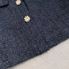 Designer Women Tweed Mini Dress Slim Fit High Waist Stand Collar Spring Office Ladies Long Sleeve Elegant A Line Dress