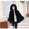 Black Fur Coat Women's Winter Shawl Cape Style Short Imitation Fox Fur Thick Hooded Windbreaker Female Warm Faux Fur Cloak