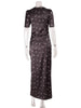 Lace Patchwork Printed Maxi Dresses For Women Sexy Streetwear Short Sleeves Slim Hollow Out Long Vestidos Robes Female