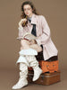 Womens British Trench Coat Contrast Cuff Stand Collar Heritage Workwear Style Pink Black Khaki Short Long Trench Coat