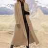Plus Size Extra Long Woolen Coat Women, Loose Casual Wool Blend Trench Outerwear