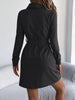 Autumn Winter Casual Solid Color Corduroy Women Dresses Elegant Single Breasted Long Sleeve Lace Up Mini Dress Khaki Black Red