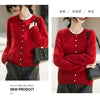 Winter Women's Clothing Tops Brushed Wool Cardigans O Neck Yellow Warm Causal Sweater Soft Solid Knitted Coats B1713005