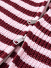 Spring Striped Loose Knit Cardigans Women Casual Turtleneck Zip-up Pink Sweater Coat Women Knitwear Streetwear