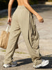 Women's Cargo Pants Solid Color Causal Fall Baggy Leg Barrel Track Pants with Pockets