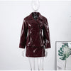 PU Leather Skirt Sets Women Lapel Long Sleeve Double-breasted Jacket Hip Package Short Skirt Suits Female Street Outfits