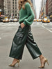 Women's PU Leather Pockets High Waisted Straight Leg Pants High Street Solid Color Casual Trousers Bottoms