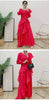 Ruffle Edge Maxi Pleated Dress For Women Round Neck Long Sleeves Solid Color Stitching Belt Dresses 2DA9911