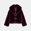 Elegant PU Fur Patchwork Jacket Women Loose Detachable Collar Lapel Double Breasted Jackets Female Winter Warm Outwear