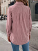Autumn Winter Casual Single Breasted Pocket Jacket Solid Color Long Sleeve Corduroy Coats for Women Khaki Pink Red