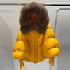Janveny2026 Winter Large Real Fur Hooded Puffer Jacket Women Thicken Warm Knitted Sleeve Coat White Duck Down Mid Long Parka