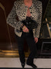O-neck Leopard Short Faux Fur Coats Women Full Sleeve Button Waist Cinching Autumn Winter Jacket Designer Outerwears