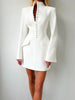 Office Elegant Dress Women Autumn Single Breasted Stand Collar Simple Solid Street Commute Skinny Suit Bodycon