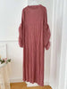 Puff Sleeve Pleated Dress Solid Color Long Length Women Loose Causal Elegant Dresses Designer Clothes Autumn 2DA1731
