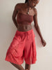 Lace Patchwork Satin Lace Up Shorts Women Sexy Hollow Out High Waist Drawstring Half Pants Wide Leg Trousers Chic Lady Partywear
