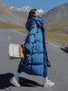 Long Thickened Down Cotton Bread Style Coat Women's Winter Outerwear Korean Loose Long Knee Length Solid Hooded Jacket