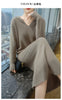100%Pure Mink Cashmere Knitted Dress Ladies Hooded Collar Large Size Long Skirt Casual High Waist Hooded Skirts Autumn Dress