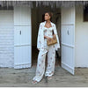 Spot-Floral Printed 3pcs Sets for Women Strap Corset Lapel Blazer Jacket Straight Pants Lady Set Vacation Outfits Suits