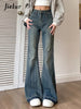 Slim Casual Vintage Blue Women‘s Jeans Winter American Style Chic Office Ladies Pockets Basic Female Flare Pants