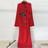 High Street Designer Party Vestido Women's Flowers Beaded Diamonds Beaded Slit Sleeve Long Maxi Dress