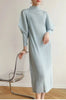 Pleated Half High Collar Batwing Sleeve Women's Dress Chic Elastic Loose Casual Famale Clothes 2DB4324