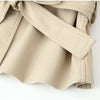 Belted Waist Cropped Trench Double Breasted Stand Collar Autumn Chic Elegant Women Coat Casual Vintage Office Lady Jacket