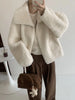 Faux Lambs Women Jacket Y2K Autumn Plush Thick Zipper Warm Coats Streetwear Long Sleeve All Match Hairy Outerwear
