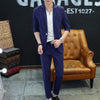 Senior Sense Medium Sleeve (Blazer+ Nine-point Pants) Spring and Summer Thin  Casual Blazer Two-piece Set suit for men