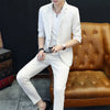 Senior Sense Medium Sleeve (Blazer+ Nine-point Pants) Spring and Summer Thin  Casual Blazer Two-piece Set suit for men