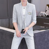 Senior Sense Medium Sleeve (Blazer+ Nine-point Pants) Spring and Summer Thin  Casual Blazer Two-piece Set suit for men