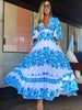 Sexy Off Shoulder Long Dress Women 2024 Summer Hollow Out Party Dresses Elegant Slim Printed Maxi Vestidos Holiday Beach Robe