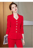 Spring Autumn Women Blazer Jacket And Pant Suit White Red Black Blazer Trousers 2 Piece Set Ladies Office Work Suit