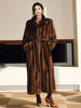 Spring Winter Long Soft Thick Warm Brown Faux Mink Fur Coat Women Elegant Chic Fluffy Overcoat