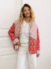 Chic Printed Color Spliced Short Coats Women's Casual Single Breasted Cotton Pocket Coat Autumn Winter Lady Daily Outwears