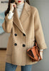 Stylish Long Sleeve Loose Pockets Women Woolen Jacket Autumn Winter Elegant Lapel Thick Female Jackets