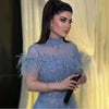Customized Prom Dresses Classic Organza Feather Beading Draped A-line Long Dress Evening Party for Women