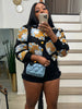 Elegant Women Button Front Floral Appliques Long Sleeve Jacket Thick Warm Winter Streetwear Outwear