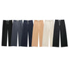Women Solid Lace Up Side Zipper Straight Pants Vintage High Elastic Waist Female Chic Lady Trousers