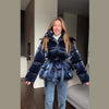 Shiny Stylish Women's Winter Jackets Hooded Waist-Defining Belt Thicken Pockets Full Sleeve Padded Coats Lady Jacket For Women