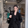 Autumn Black Blazers Women's Casual Elegant Long Sleeve Temperament Casual Loose Suit Woman Ladies Outwear